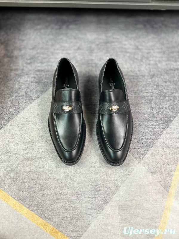 2024 Men Louis Vuitton black cow leather leather dress shoes MJ00290