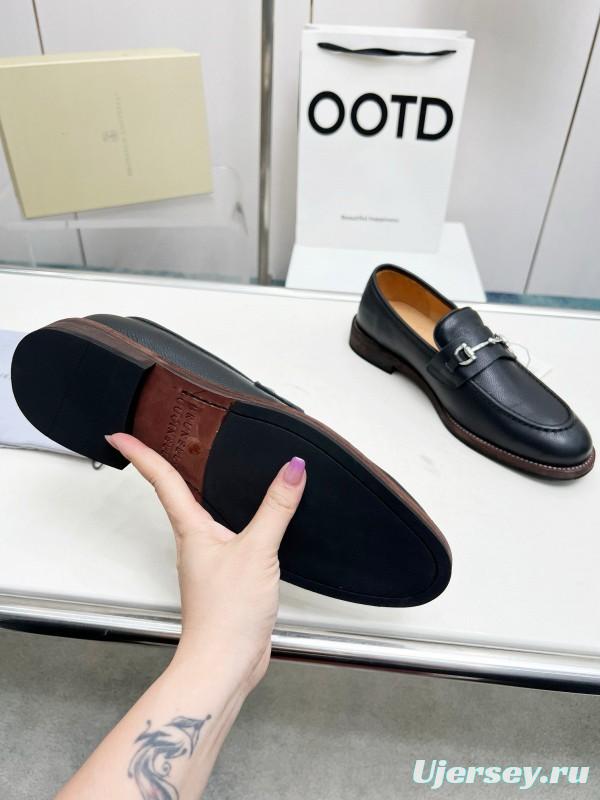 2024 Men Brunello Cucinelli Black Leather Loafers MJ00480