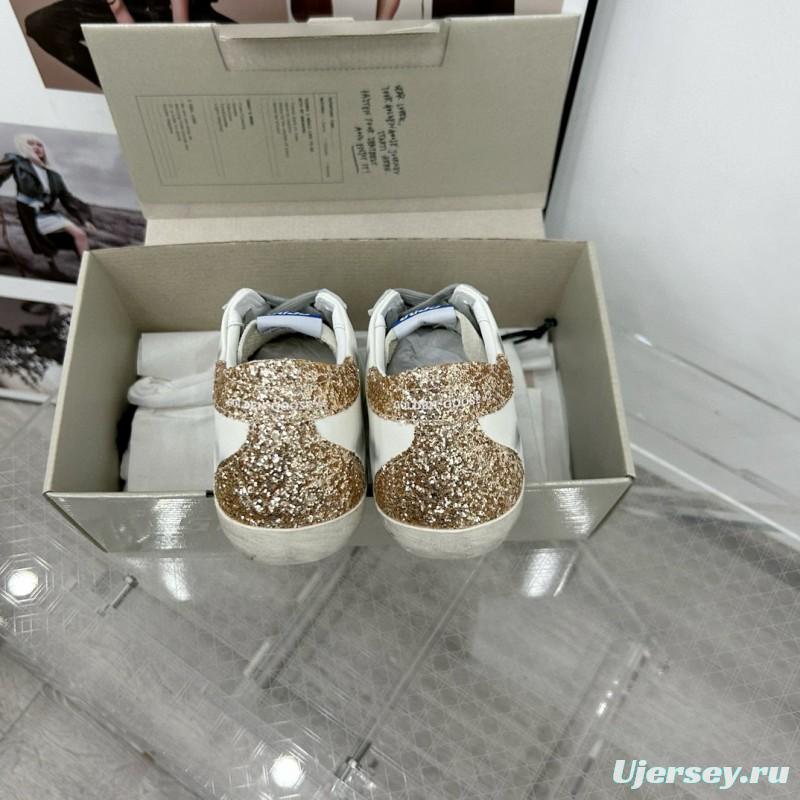 2025 Women GGDB White Black Glitter Leather Suede Sneakers