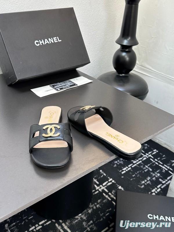 2025 Slippers Chanel Black Lambskin Slippers