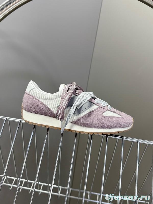 2025 Women New Balance White Purple Suede Mesh Running Shoes KFY00270