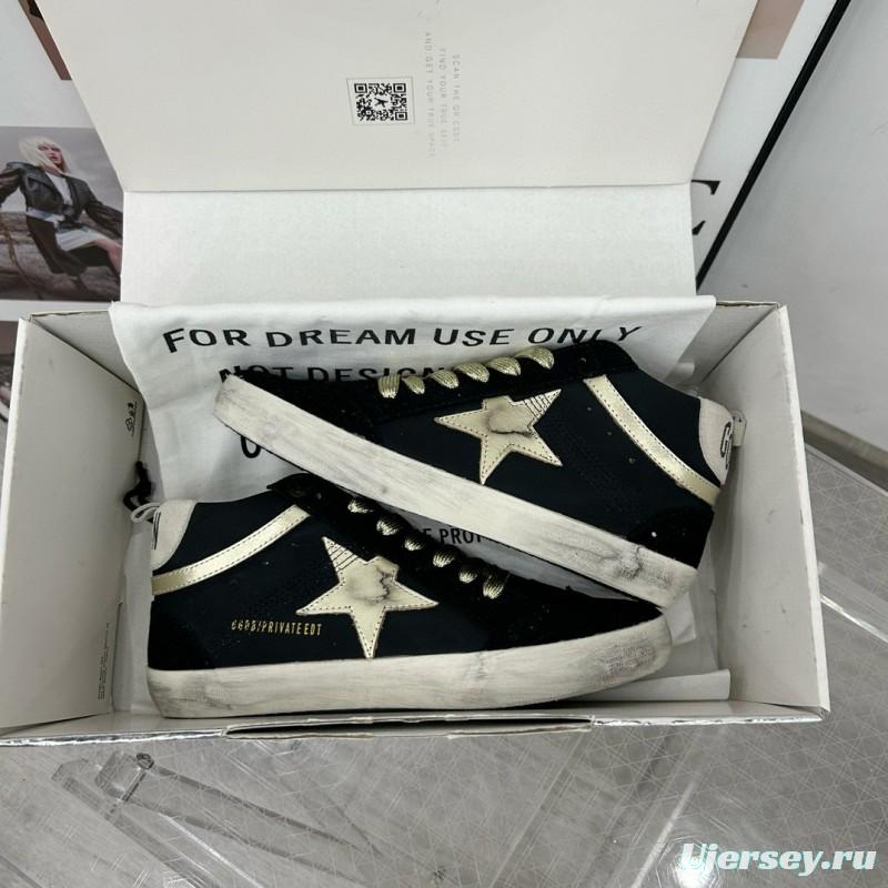 2024 Unisex GGDB Black Gold Leather Suede High Top Sneakers MJ00300