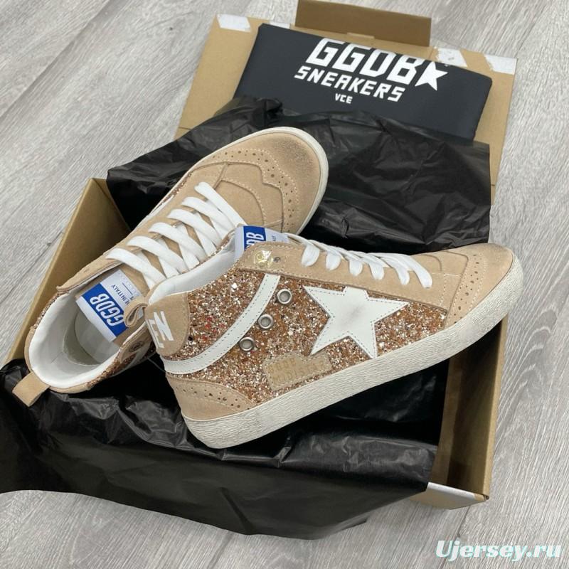 2024 Unisex GGDB Beige White Leather Suede High Top Sneakers MJ00300
