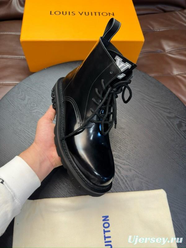 2024 Men Louis Vuitton Black Calf Leather High-top Casual Shoes MJ00440