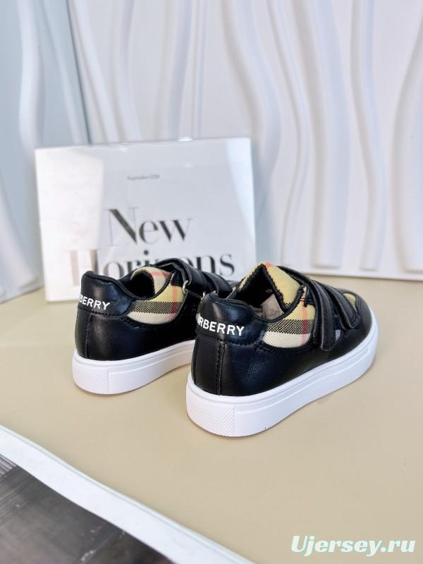 2024 Kids B White Black Canvas Leather Shoes