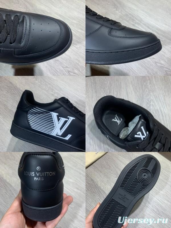 2024 Unisex Louis Vuitton Black Leather Sneakers High Frequency Brand Totem MJ00380
