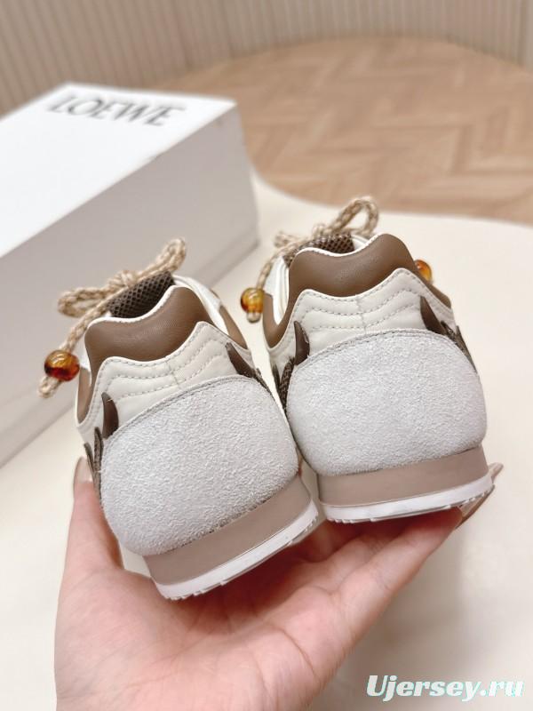 2025 Unisex Loewe Cream Suede Casual Sneaker With Embroidered Detailing KFY00300