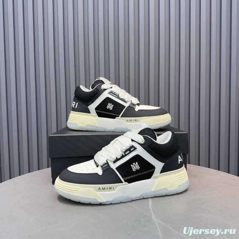2024 Unisex Amiri Black White Leather Sneakers MJ00360