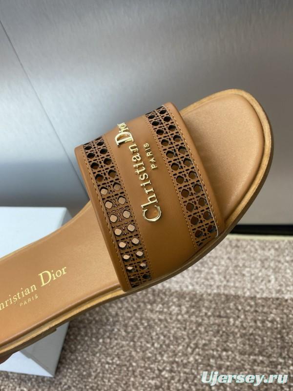 2025 Slippers Dior Brown Leather Casual KFY00300