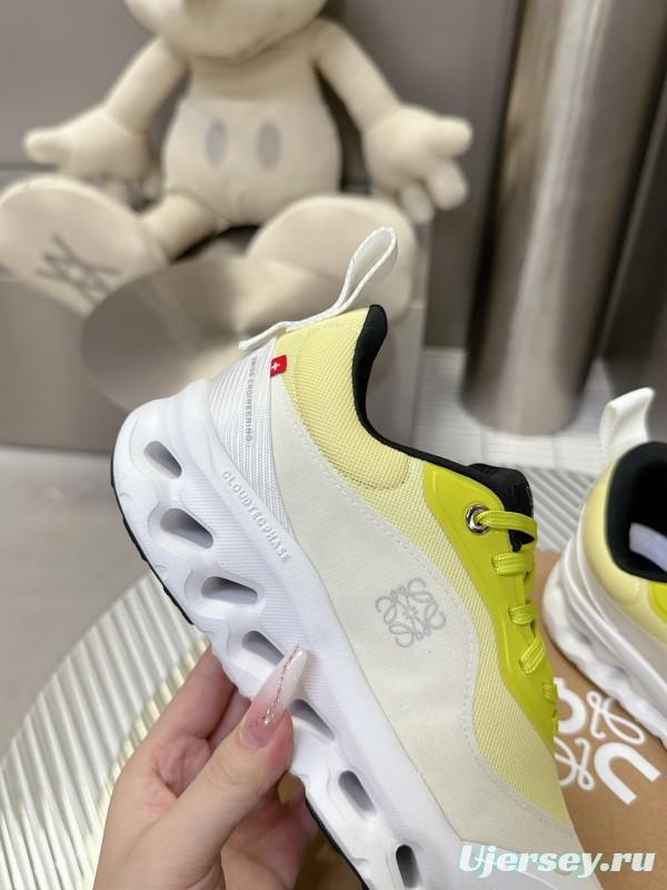 2025 Unisex Loewe Yellow White Black Mesh Leather Sneakers