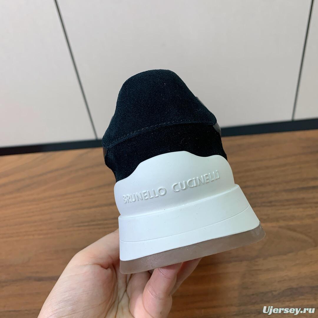 2025 Unisex Brunello Cucinelli Black Brown Suede Leather Sneakers LY