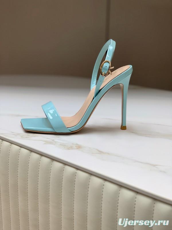 2025 Women Gianvito Rossi Light Blue Patent Leather High Heel Sandals