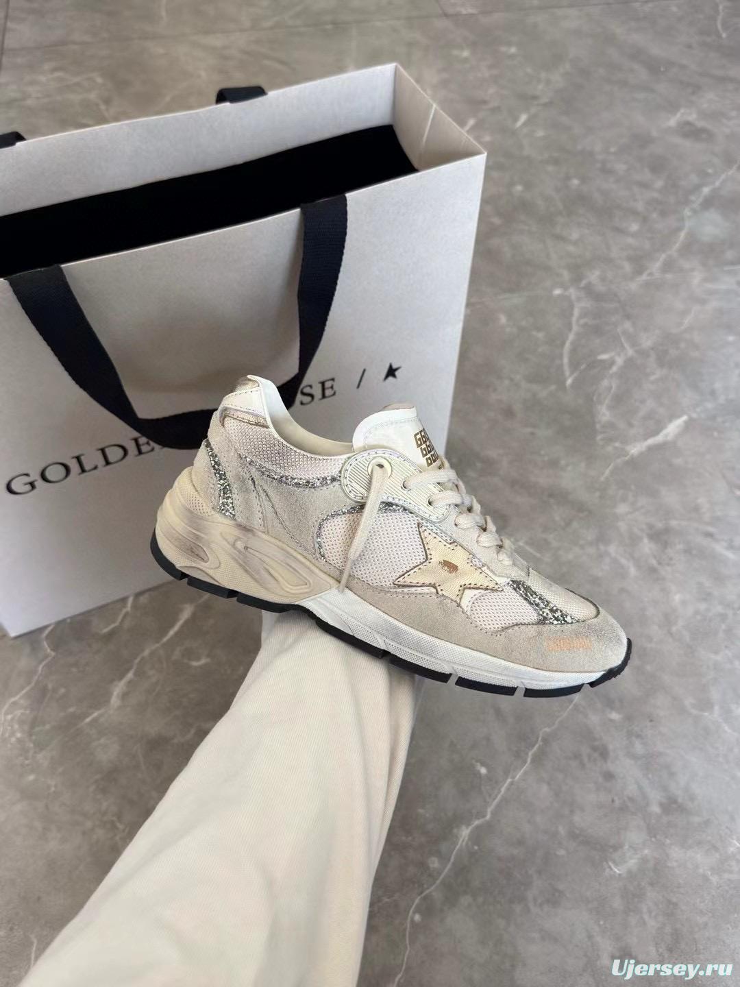 2024 Women GGDB Beige White Suede Mesh Sneakers