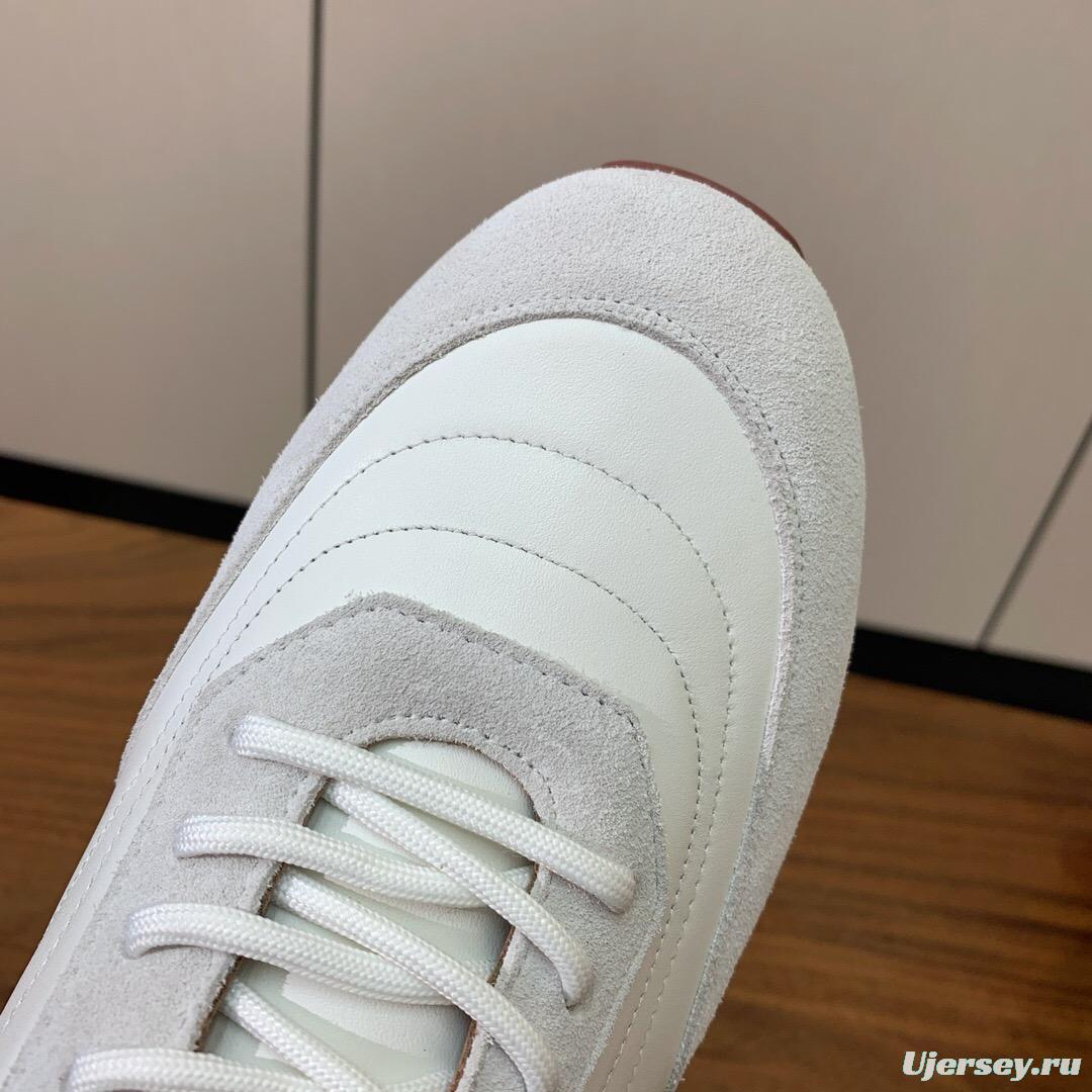 2025 Women Le Parmentier White Suede Leather Casual Sneakers LY