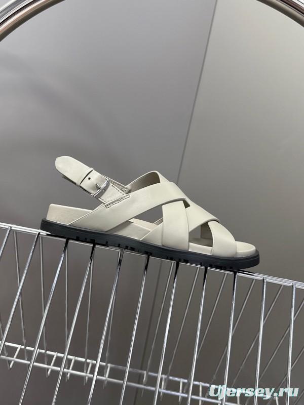 2025 Women Hermès Beige Leather Slippers