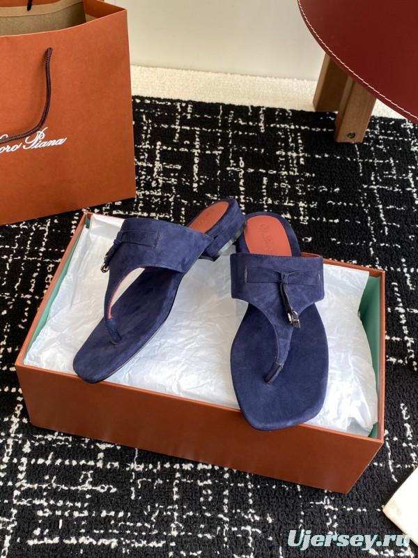 2025 Women Le Parmentier Blue Suede Slippers KFY00280