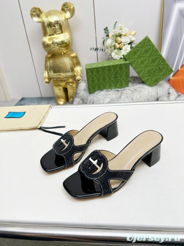 2025 Gucci Black Leather Slippers