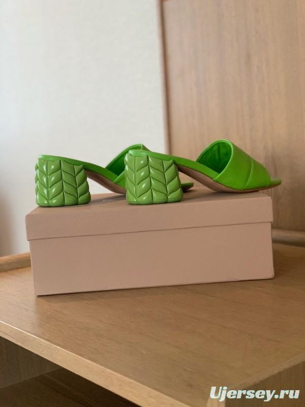 2025 Women Gianvito Rossi Green Leather Slippers KFY00260