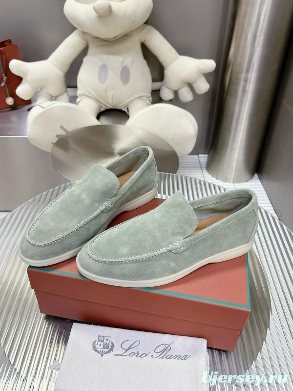2024 Women LP Light Grey Suede Loafers MJ00270