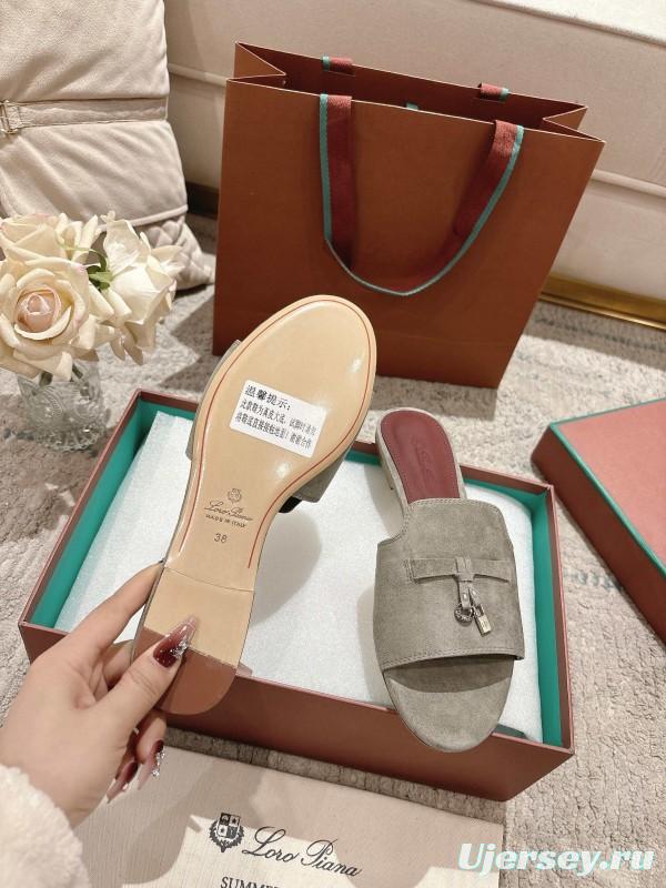 2025 Women LP Brown Suede Slippers LY00370