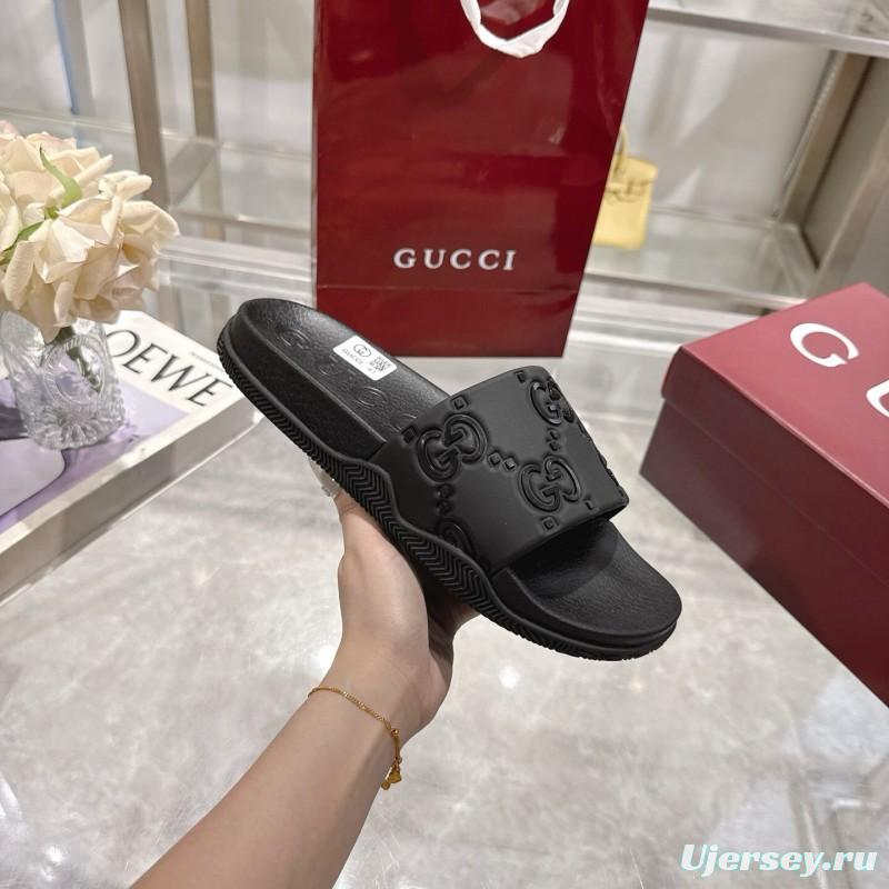2025 Gucci Black Rubber Slippers