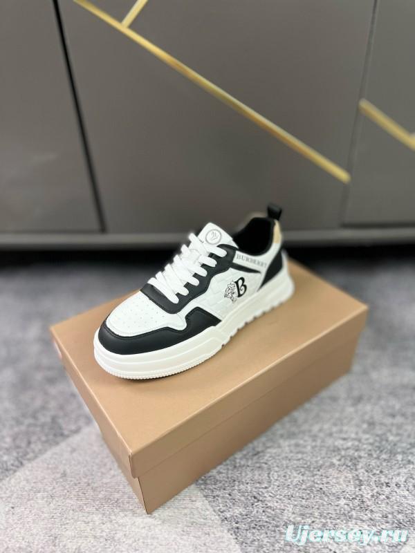 2024 Unisex Burberry Black White Leather Casual Shoes MJ00251