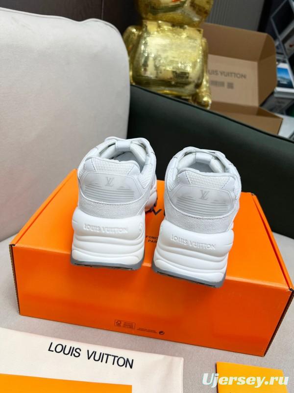 2025 Women Louis Vuitton White Leather Mesh Running Sneakers LY00340