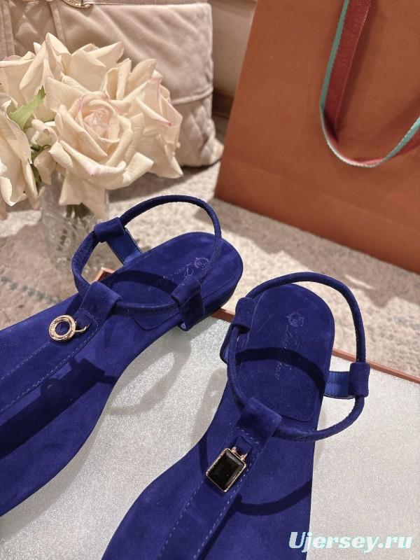 2025 Women LP Blue Suede Sandals