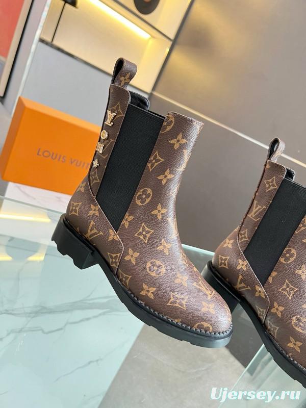 2024 Women Louis Vuitton Brown Leather Boots MJ00310