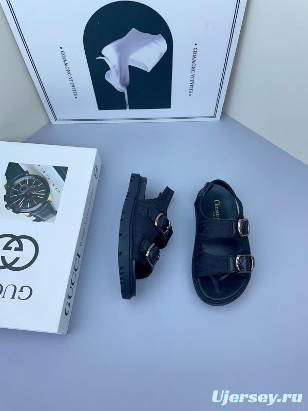 2025 Kids Gucci Black Leather Sandals