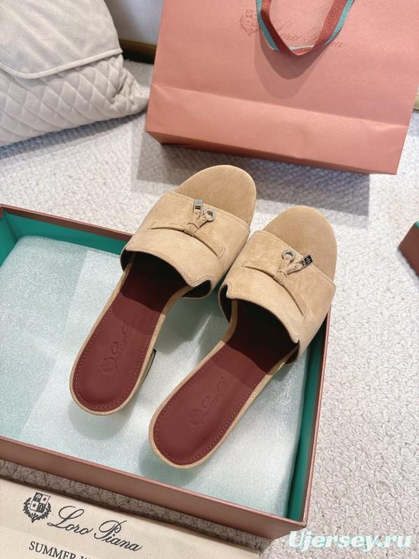 2025 Women LP Beige Suede Heeled Sandals