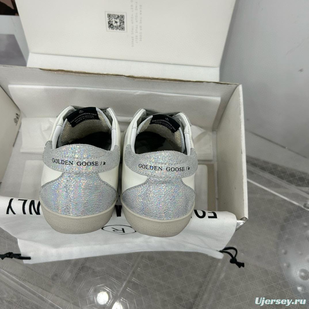 2025 Women GGDB White Gold Glitter Leather Sneakers