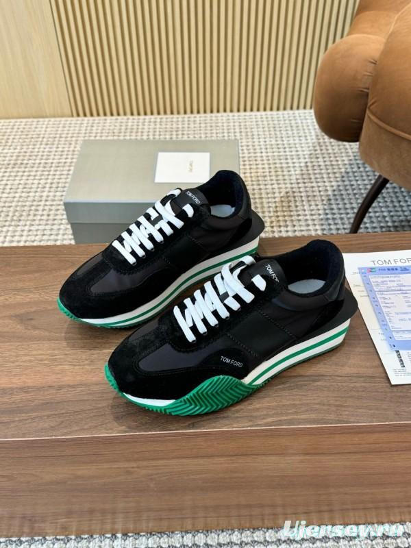 2025 Unisex TOM FORD Black White Green Leather Suede Sneakers LY00360(F)/LY00370(M)