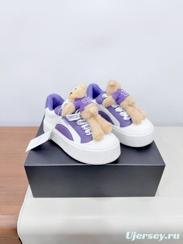 2025 Women 13DE MARZO Purple Leather Casual Shoes 3D Bear Toy KFY00330