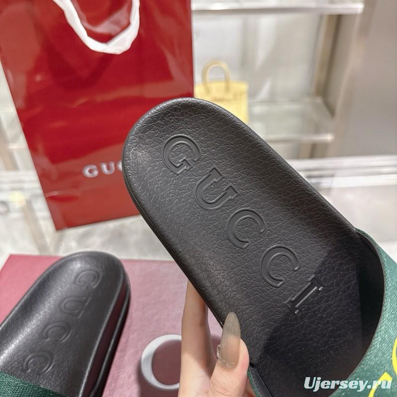 2025 Gucci Green Red Black Rubber Slippers