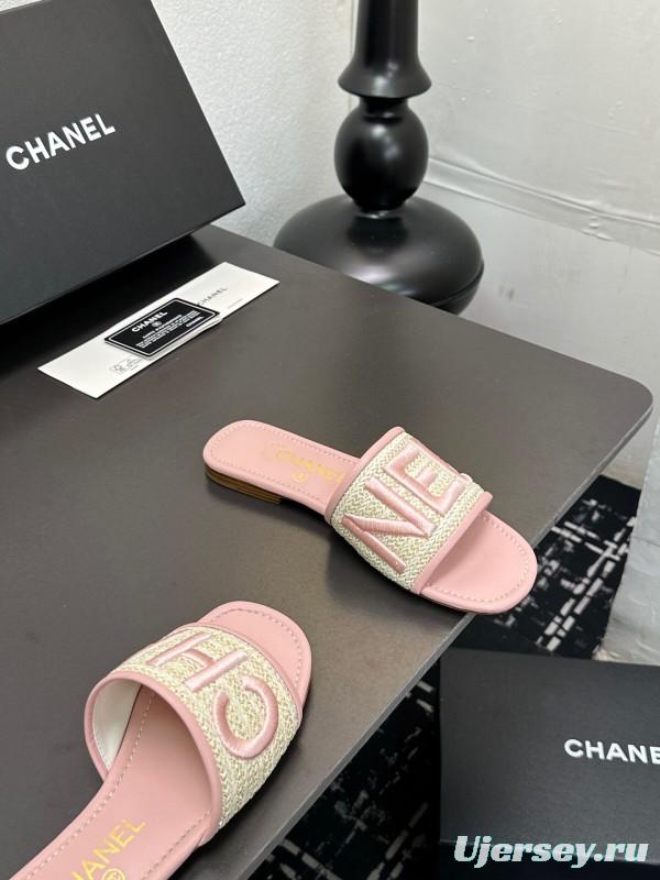 2025 Slippers CHANEL Pink Tweed Slippers