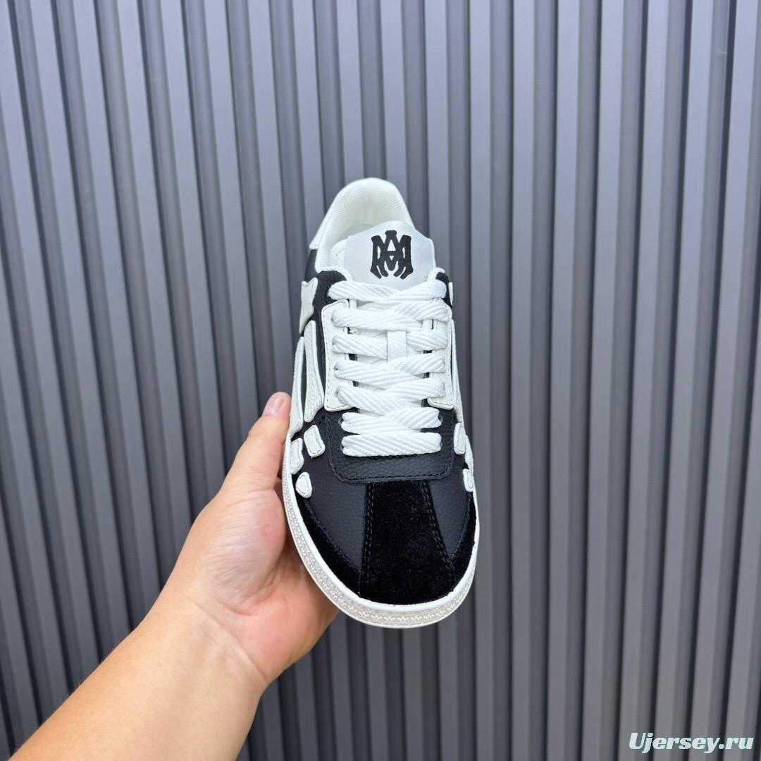 2025 Unisex Amiri Black White Leather Mesh Sneakers Skeleton Design LY00280
