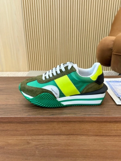 2025 Unisex TOM FORD Green Yellow White Suede Leather Sneakers LY00360(F)/LY00370(M)