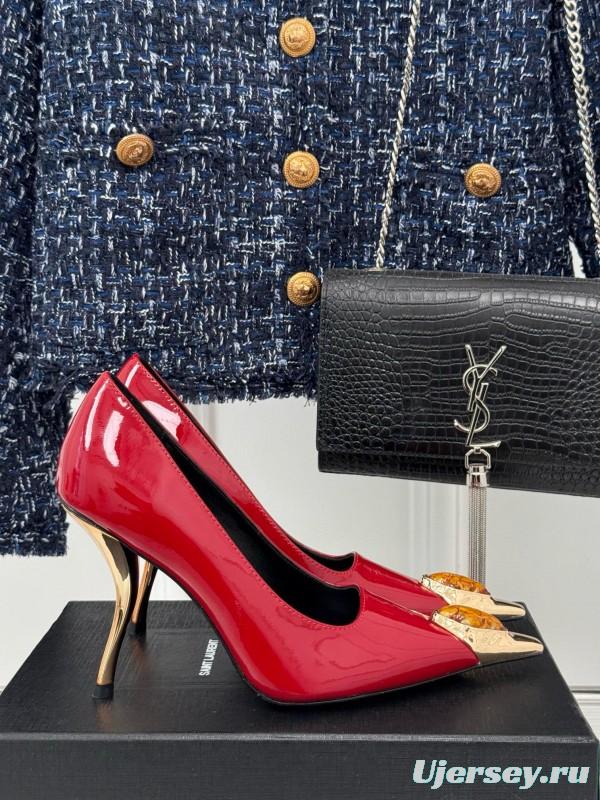 2024 Women Yves Saint Laurent Red Patent Leather Pumps MJ00330