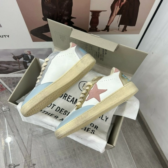 2024 Unisex GGDB White Light Blue Pink Leather Low Top Sneakers MJ00260