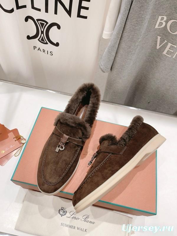 2024 Women Le Parmentier Brown Suede Shearling Loafer MJ00310