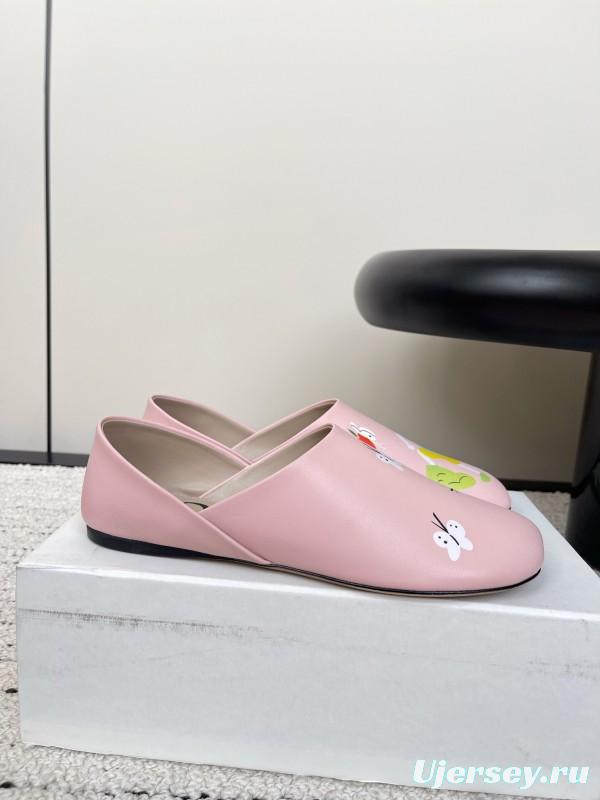 2025 Women Loewe Pink Leather Slippers LY00270
