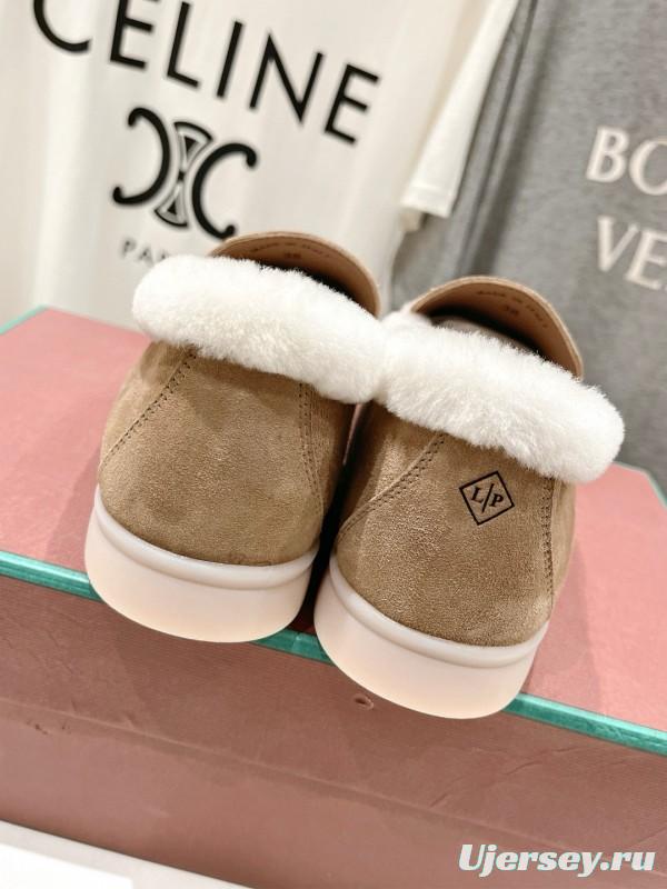 2024 Women LP Beige Suede Shearling Loafers