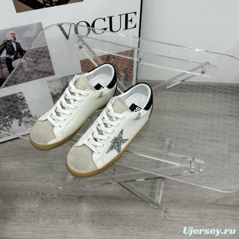 2025 Women GGDB White Black Silver Leather Suede Sneakers