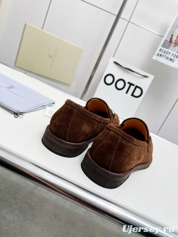 2024 Men Brunello Cucinelli Brown Suede Leather Loafers MJ00480