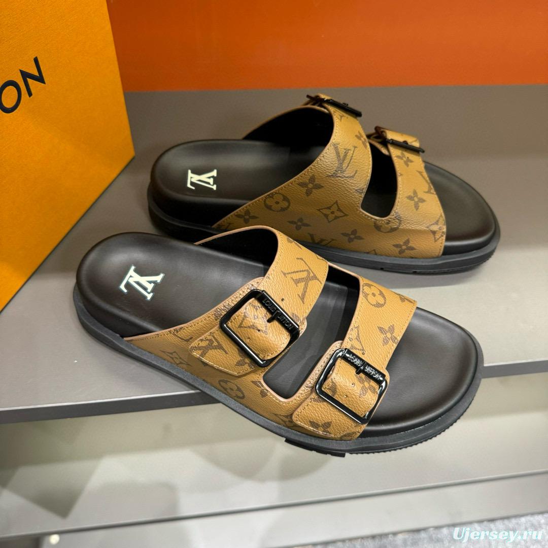 2024 Slippers Louis Vuitton brown leather Slippers