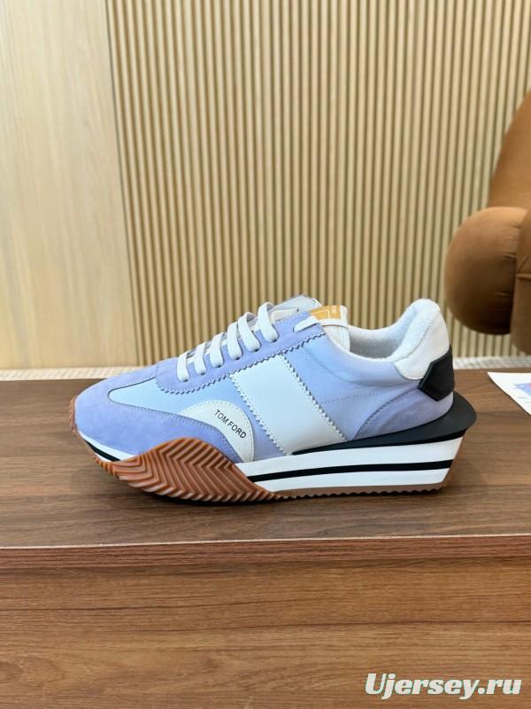 2025 Unisex TOM FORD Blue White Black Leather Suede Sneakers LY00360(LY00370)
