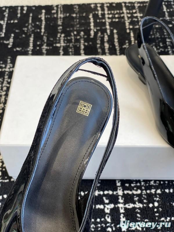 2025 Women Toteme Black Patent Leather Slingback Pumps