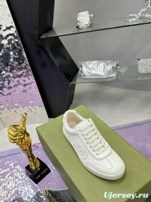 2024 Unisex Gucci White Leather Suede Sneakers MJ00310