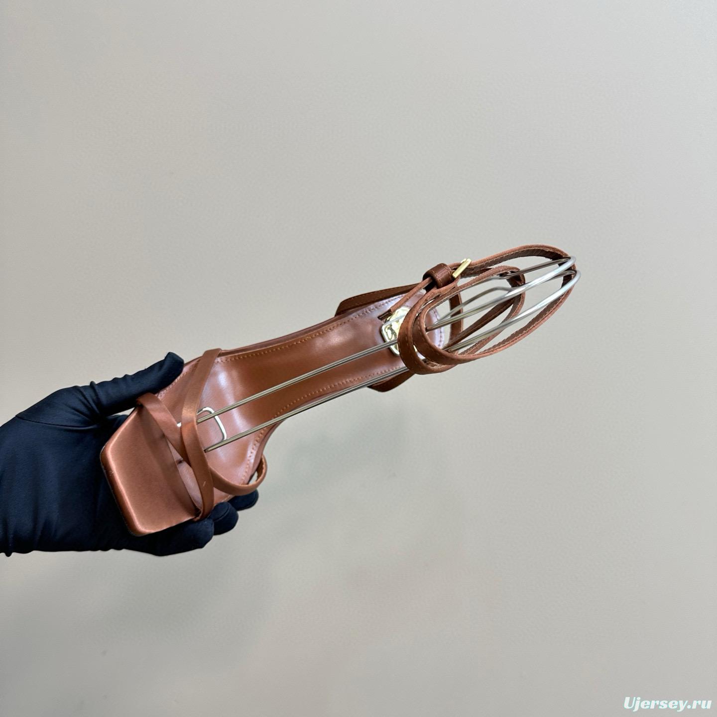 2025 Women Yves Saint Laurent Brown Leather Sandals MJ00290